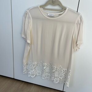 Elegant Cream Lace Trim Top
